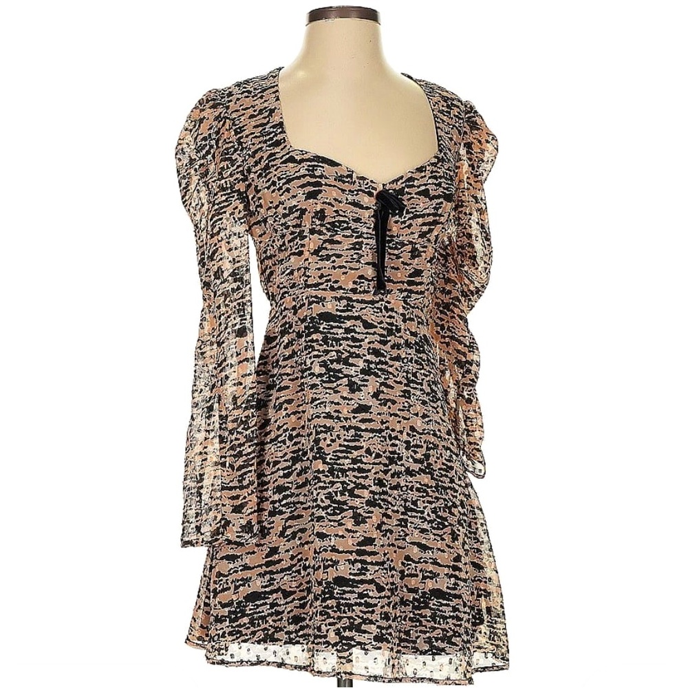 Zara Animal Print Spotted Partially Sheer Cocktail Dress